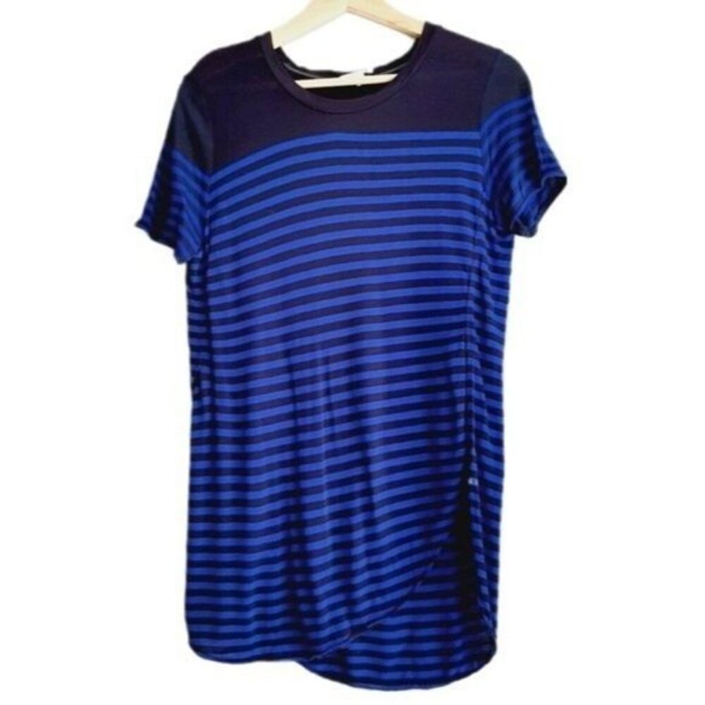 WILFRED Aritzia Side Slits Striped Tunic Top Blue Sz XS